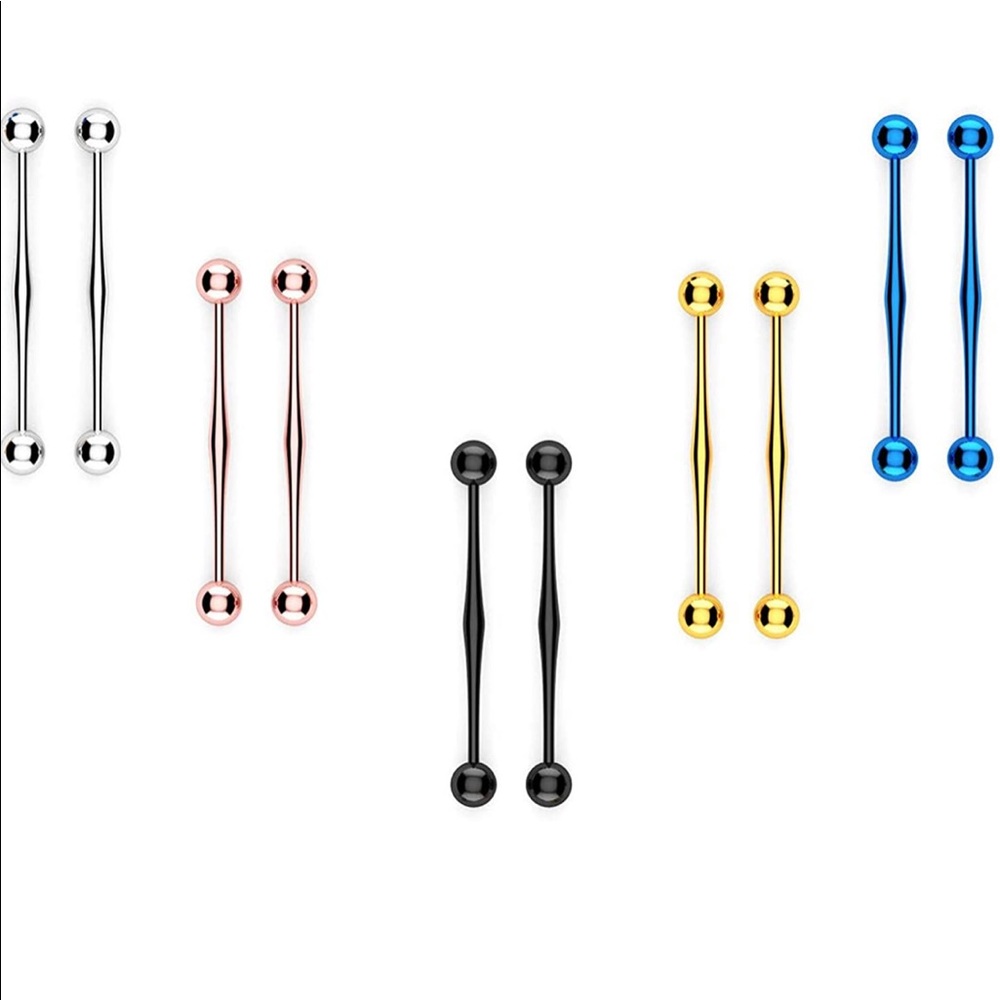 10PCS Barbells Earrings Piercing Studs Surgical